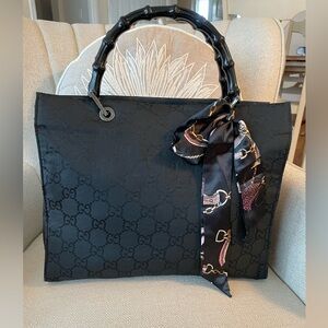 GUCCI BAMBOO Authentic GG Monogram Handle Tote